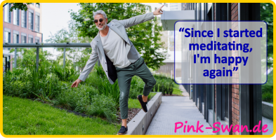 D9906, Gratis Download Werbe-Fotos & Bilder - “Since I started meditating, I'm happy again” - 1200x610 px, PNG File, Sprache: English
