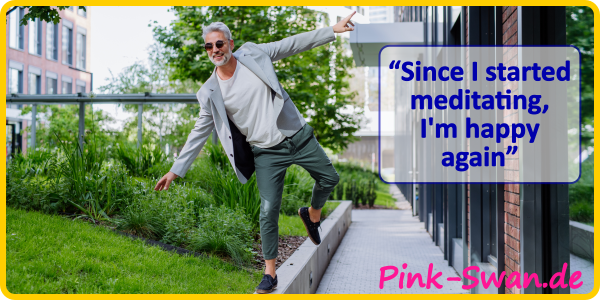 D9906, Gratis Download Werbe-Fotos & Bilder - “Since I started meditating, I'm happy again” - 1200x610 px, PNG File, Sprache: English